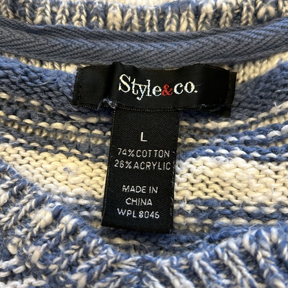 Style & Co blue and white striped sweater. Size L - Picture 4 of 5